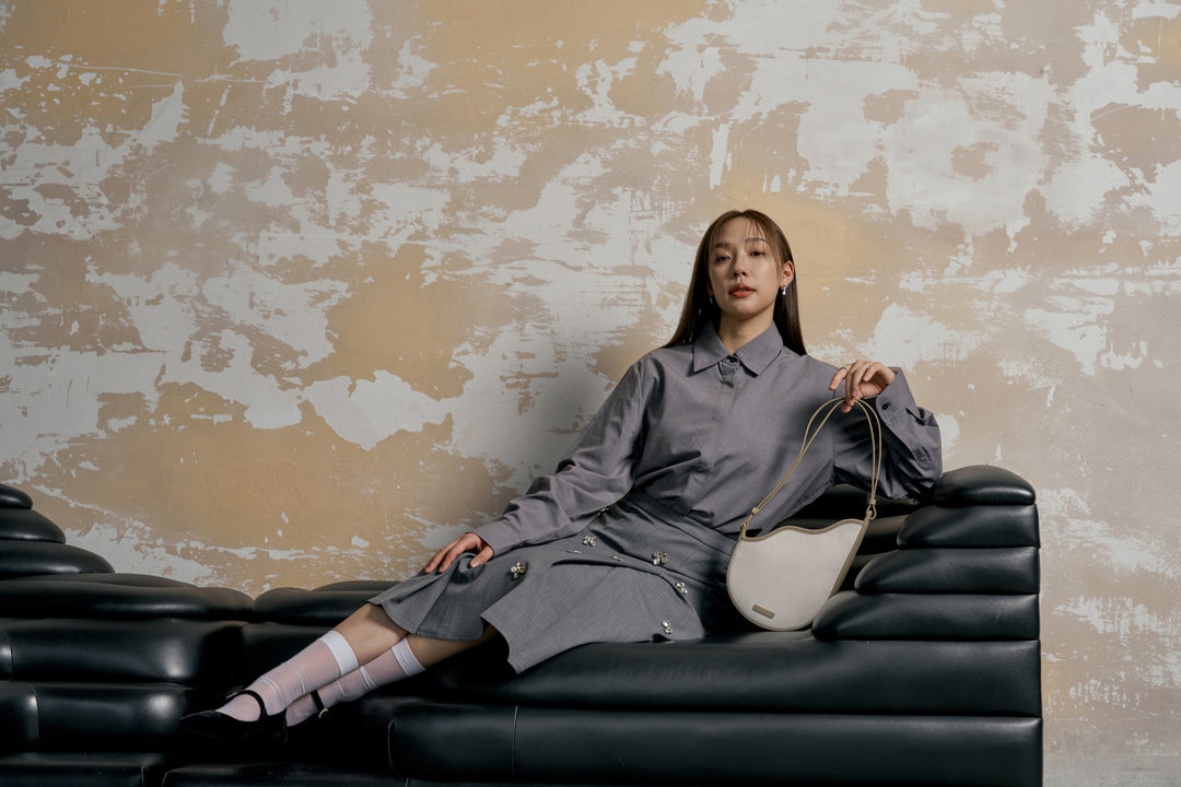 Calla - 再造皮革拼帆布 灰色