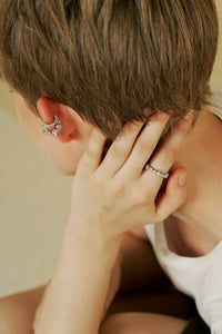 Stacked Stone Ear Cuff - Silver