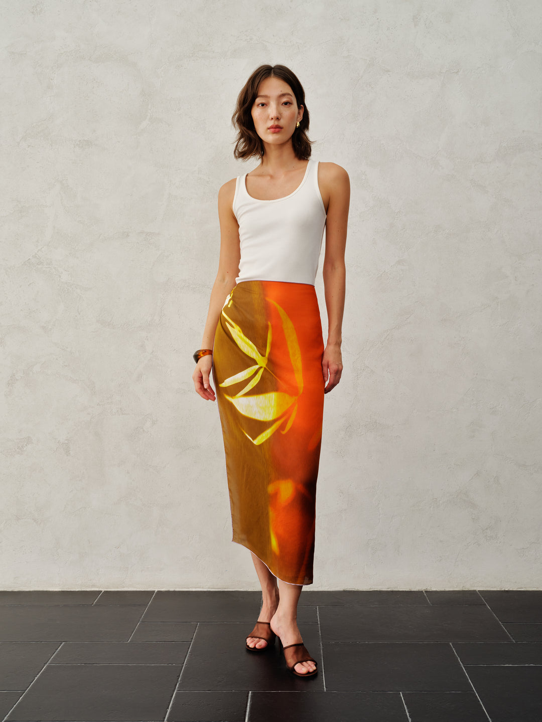 Square scarf in Silk Chiffon - Quiet night