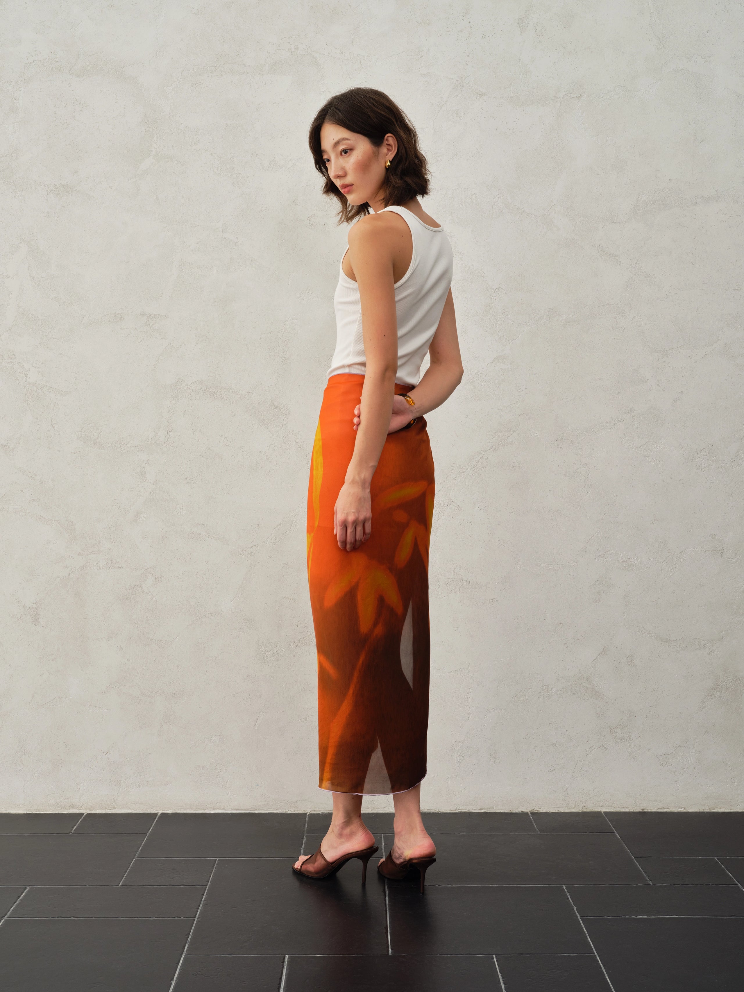 Square scarf in Silk Chiffon - Quiet night