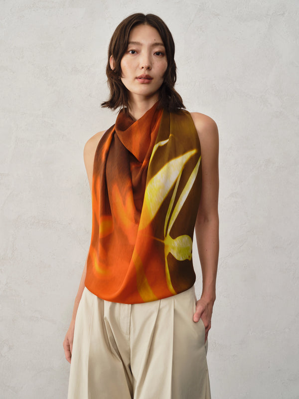 Square scarf in Silk Chiffon - Quiet night