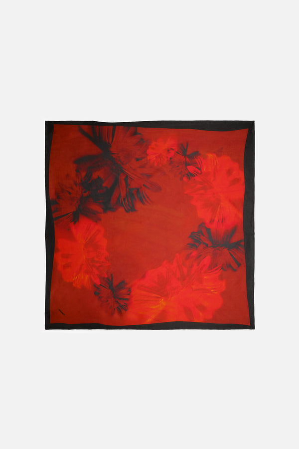 Square scarf in Silk Charmeuse - Flora