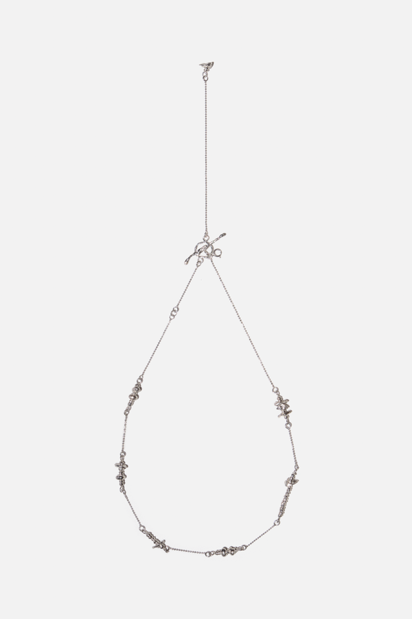 Stone Chain Necklace - Silver